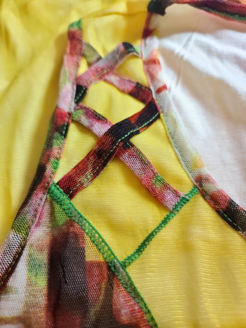 ME France Avant-Garde Mesh Patchwork Tunic Top Mini Dress - Picture 12 of 12